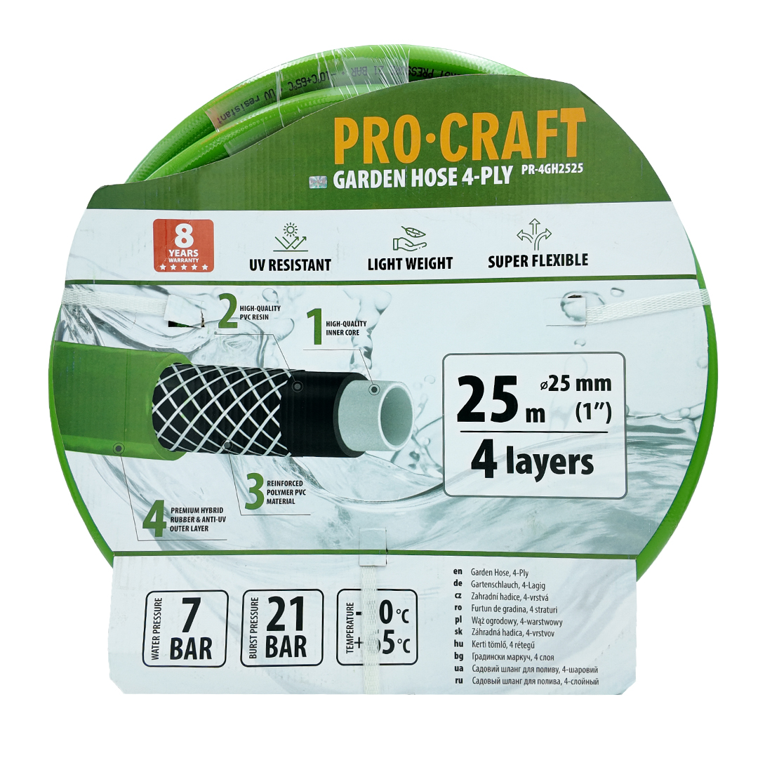 Zelená zahradní hadicí Procraft PR-4GH2525 | PR-4GH2525